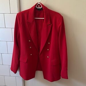 Red Double-breasted Blazer with Gold Buttons NWOT